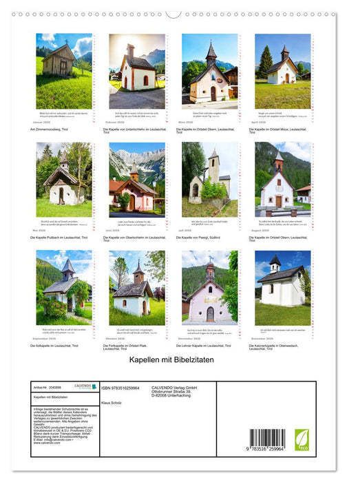 Kapellen mit Bibelzitaten (CALVENDO Premium Wandkalender 2026)