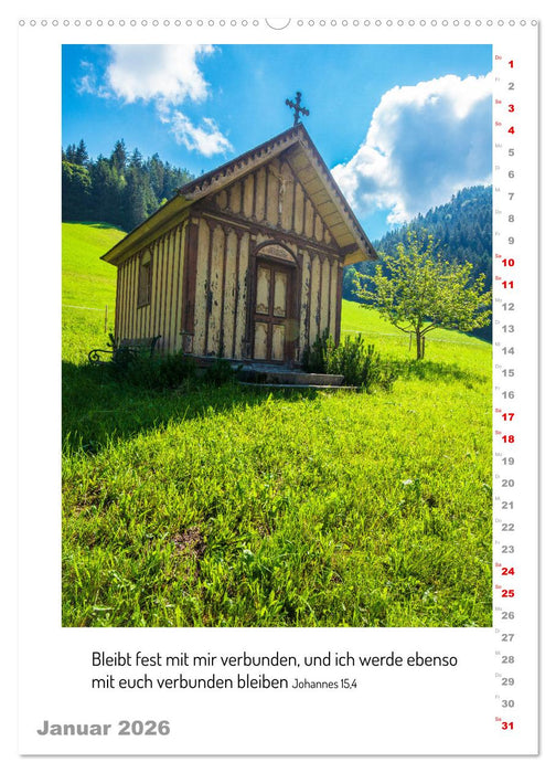 Kapellen mit Bibelzitaten (CALVENDO Premium Wandkalender 2026)