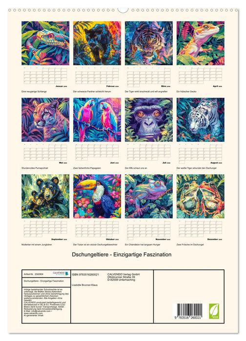 Dschungeltiere - Einzigartige Faszination (CALVENDO Premium Wandkalender 2026)