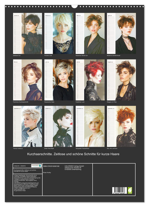 Kurzhaarschnitte. Zeitlose und schöne Schnitte für kurze Haare (CALVENDO Wandkalender 2026)