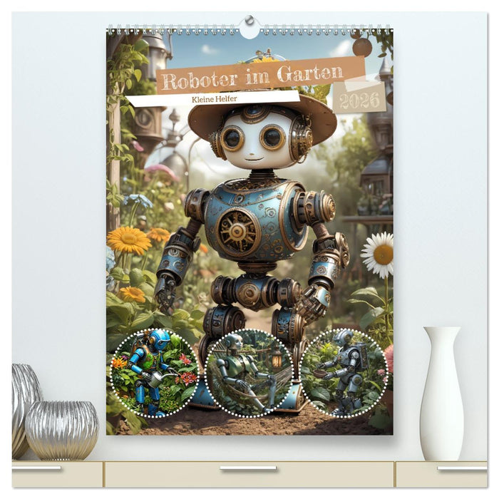 Roboter im Garten - Kleine Helfer (CALVENDO Premium Wandkalender 2026)
