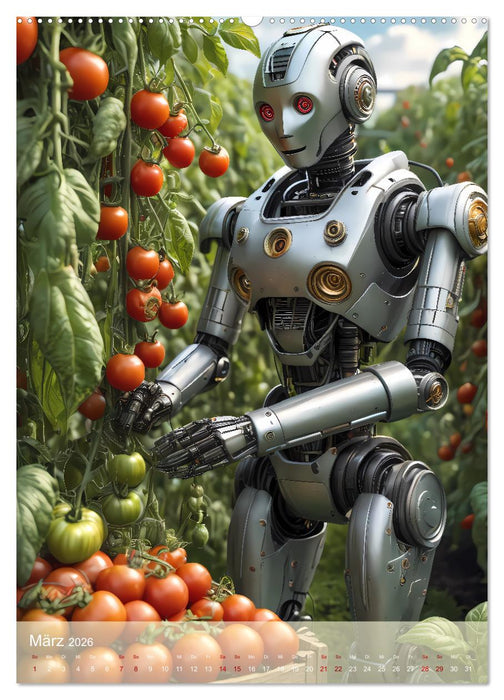 Roboter im Garten - Kleine Helfer (CALVENDO Premium Wandkalender 2026)