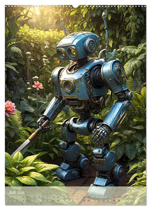 Roboter im Garten - Kleine Helfer (CALVENDO Premium Wandkalender 2026)
