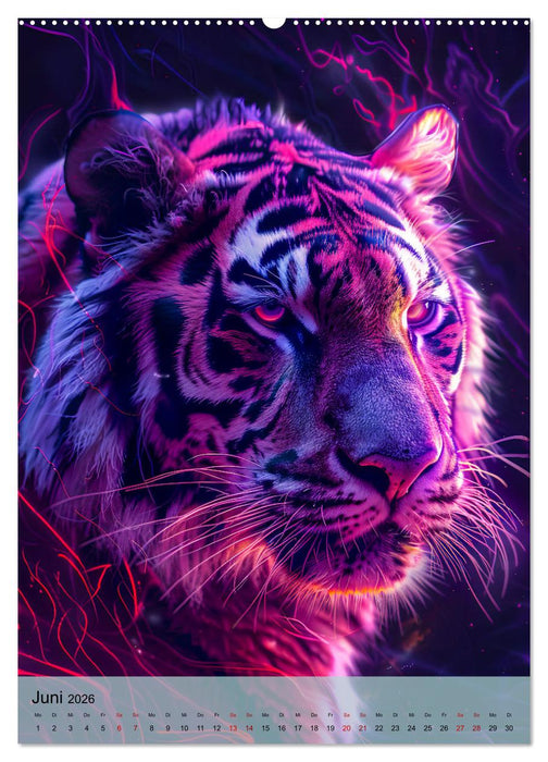 Raubkatzen - Geschmeidige Jäger im Neonlicht (CALVENDO Wandkalender 2026)