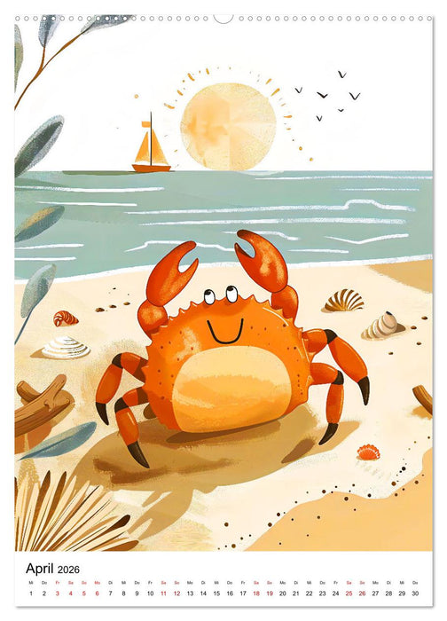 Niedliche Meerestiere - Zauberhafte Meeresbewohner im Boho-Stil (CALVENDO Premium Wandkalender 2026)