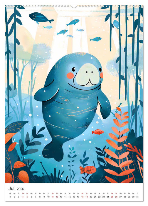 Niedliche Meerestiere - Zauberhafte Meeresbewohner im Boho-Stil (CALVENDO Premium Wandkalender 2026)