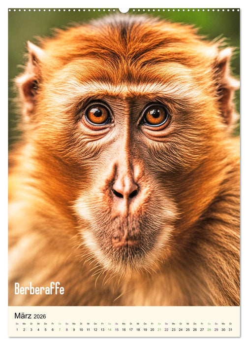 Intensive Blicke - Affen Porträts (CALVENDO Premium Wandkalender 2026)