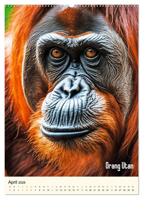 Intensive Blicke - Affen Porträts (CALVENDO Premium Wandkalender 2026)