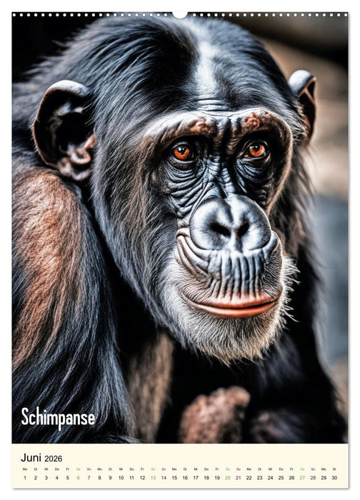 Intensive Blicke - Affen Porträts (CALVENDO Premium Wandkalender 2026)