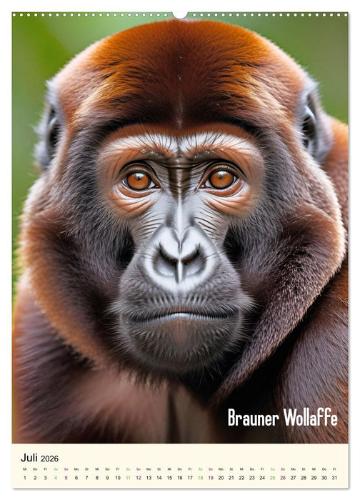 Intensive Blicke - Affen Porträts (CALVENDO Premium Wandkalender 2026)