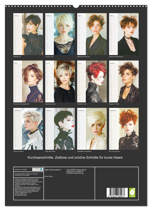 Kurzhaarschnitte. Zeitlose und schöne Schnitte für kurze Haare (CALVENDO Premium Wandkalender 2026)