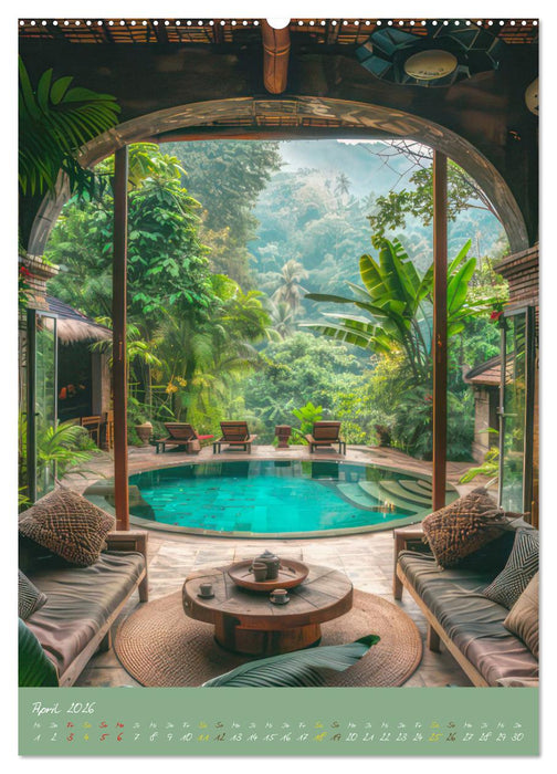 Dschungelbehausungen - Traumhaft exotisch (CALVENDO Premium Wandkalender 2026)