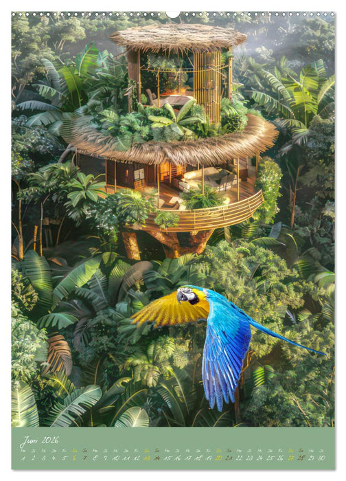 Dschungelbehausungen - Traumhaft exotisch (CALVENDO Premium Wandkalender 2026)