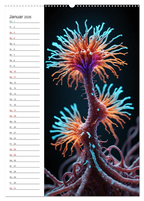 Leuchtende Mikroflora (CALVENDO Premium Wandkalender 2026)