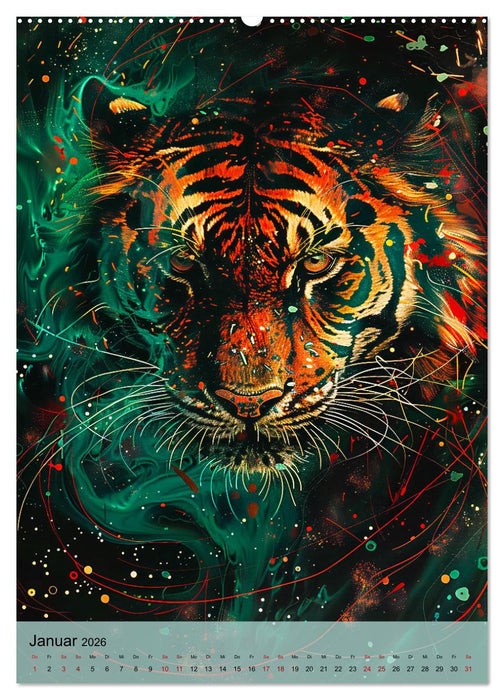 Raubkatzen - Geschmeidige Jäger im Neonlicht (CALVENDO Premium Wandkalender 2026)