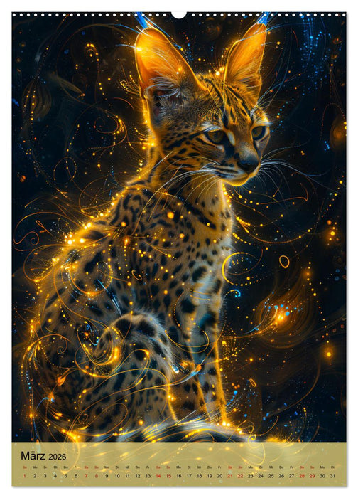 Raubkatzen - Geschmeidige Jäger im Neonlicht (CALVENDO Premium Wandkalender 2026)