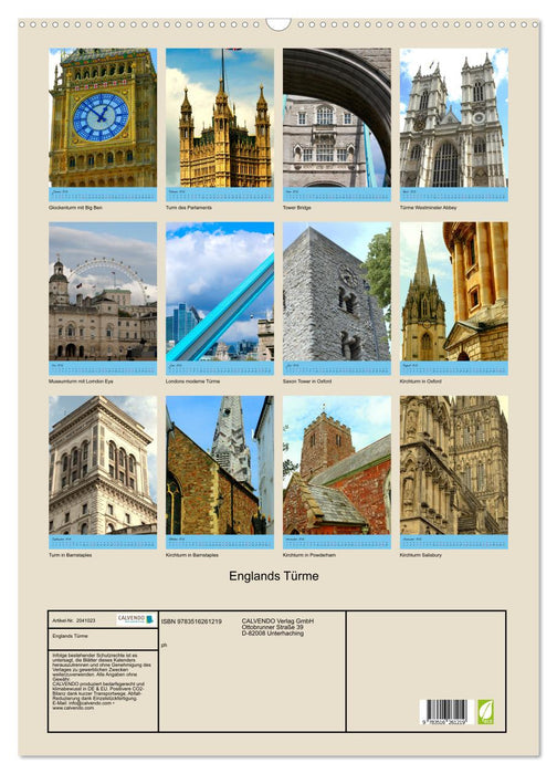 Englands Türme (CALVENDO Wandkalender 2026)