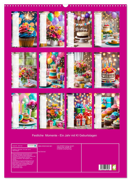 Festliche Momente - Ein Jahr mit KI Geburtstagen (CALVENDO Wandkalender 2026)