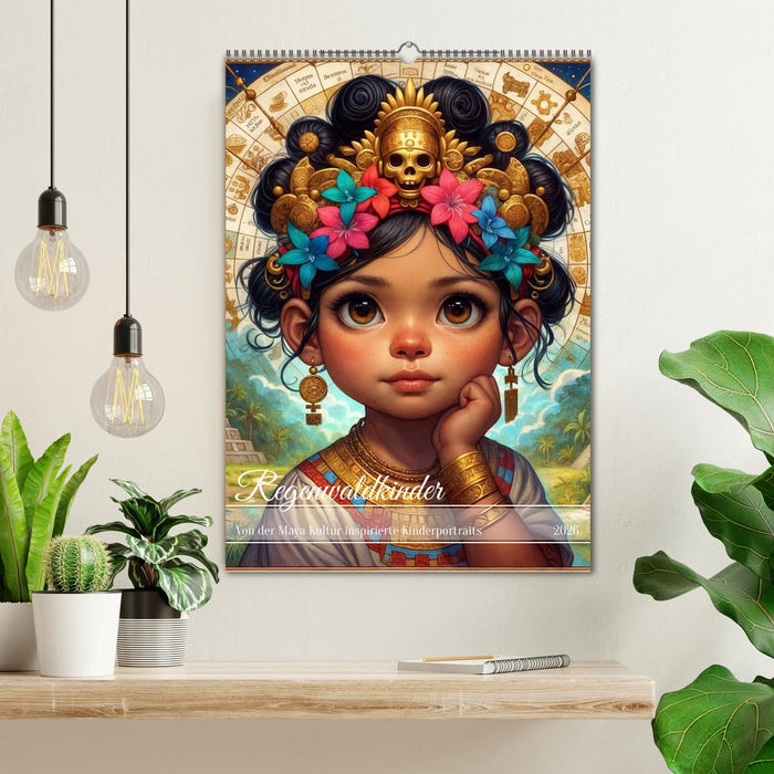 Regenwaldkinder - Ein vom Leben der Mayas inspierter Kinderkalender (CALVENDO Wandkalender 2026)