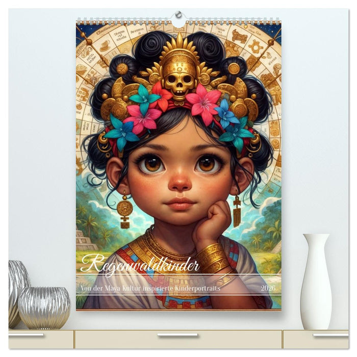 Regenwaldkinder - Ein vom Leben der Mayas inspierter Kinderkalender (CALVENDO Premium Wandkalender 2026)