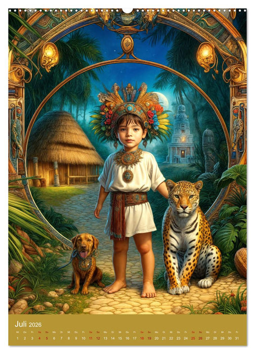 Regenwaldkinder - Ein vom Leben der Mayas inspierter Kinderkalender (CALVENDO Premium Wandkalender 2026)