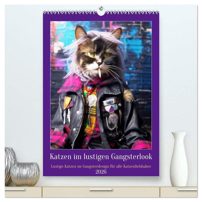 Katzen im lustigen Gangsterlook (CALVENDO Premium Wandkalender 2026)