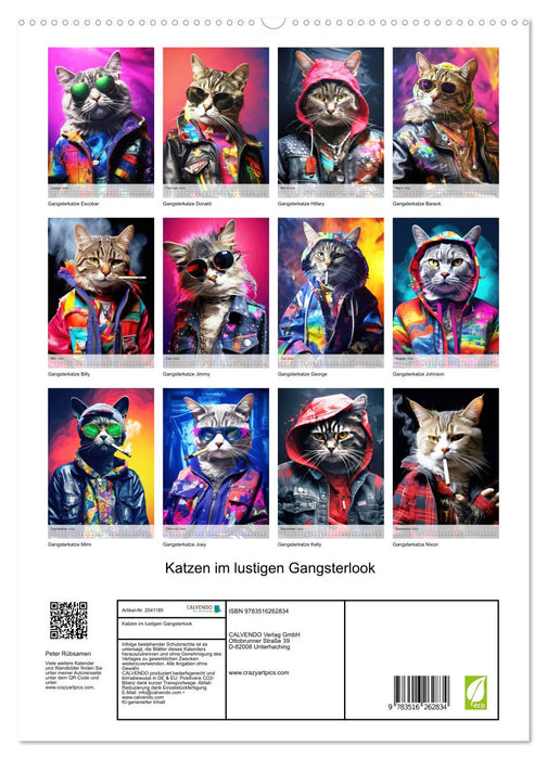 Katzen im lustigen Gangsterlook (CALVENDO Premium Wandkalender 2026)