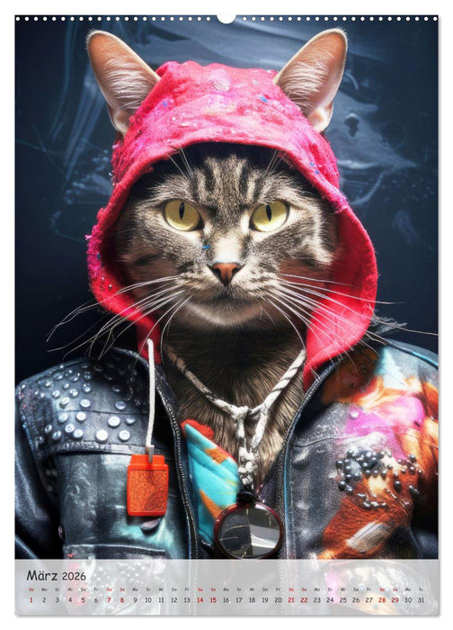 Katzen im lustigen Gangsterlook (CALVENDO Premium Wandkalender 2026)