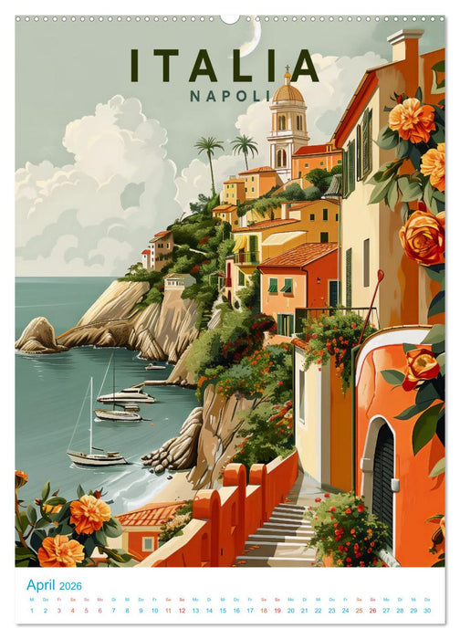 Italien - Old School Poster Style (CALVENDO Wandkalender 2026)