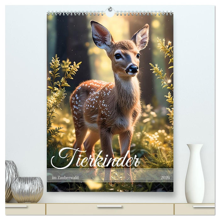 Tierkinder im Zauberwald (CALVENDO Premium Wandkalender 2026)
