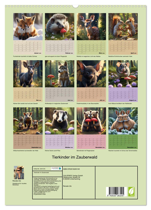 Tierkinder im Zauberwald (CALVENDO Premium Wandkalender 2026)