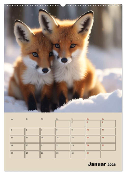 Tierkinder im Zauberwald (CALVENDO Premium Wandkalender 2026)