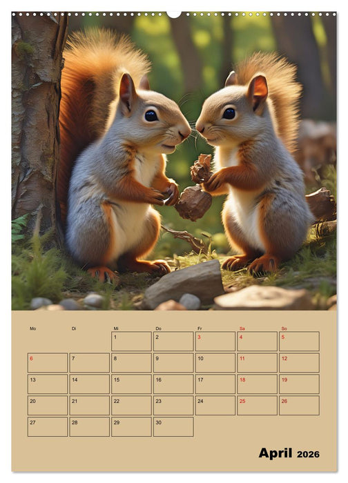 Tierkinder im Zauberwald (CALVENDO Premium Wandkalender 2026)