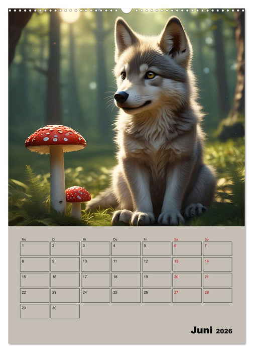 Tierkinder im Zauberwald (CALVENDO Premium Wandkalender 2026)