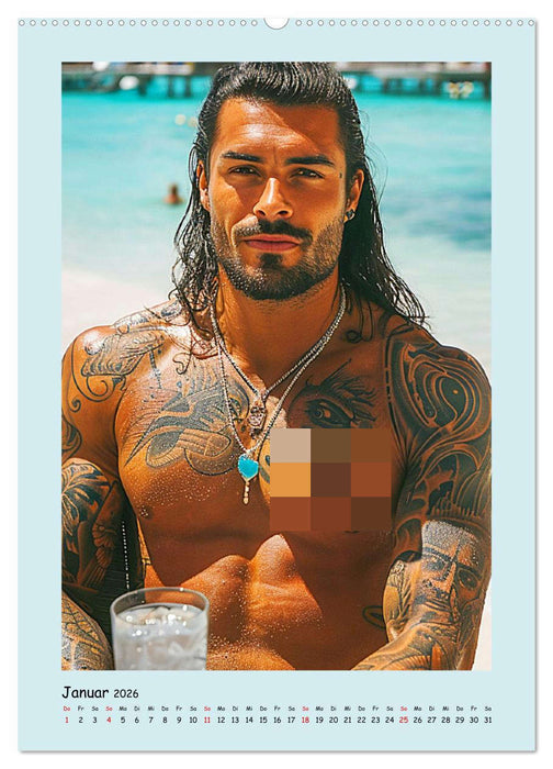 Tatoo-Boys. Coole Jungs am Meer (CALVENDO Wandkalender 2026)
