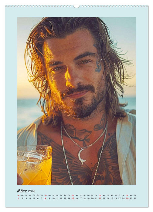 Tatoo-Boys. Coole Jungs am Meer (CALVENDO Wandkalender 2026)