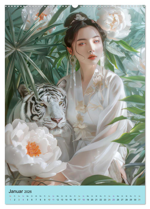Graziöse asiatische Frauen - Asienstil (CALVENDO Premium Wandkalender 2026)