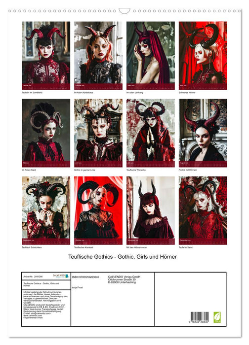 Teuflische Gothics - Gothic, Girls und Hörner (CALVENDO Wandkalender 2026)