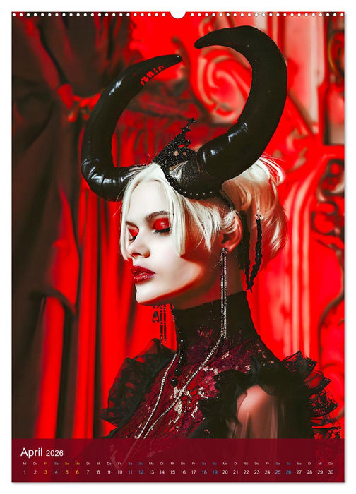 Teuflische Gothics - Gothic, Girls und Hörner (CALVENDO Wandkalender 2026)