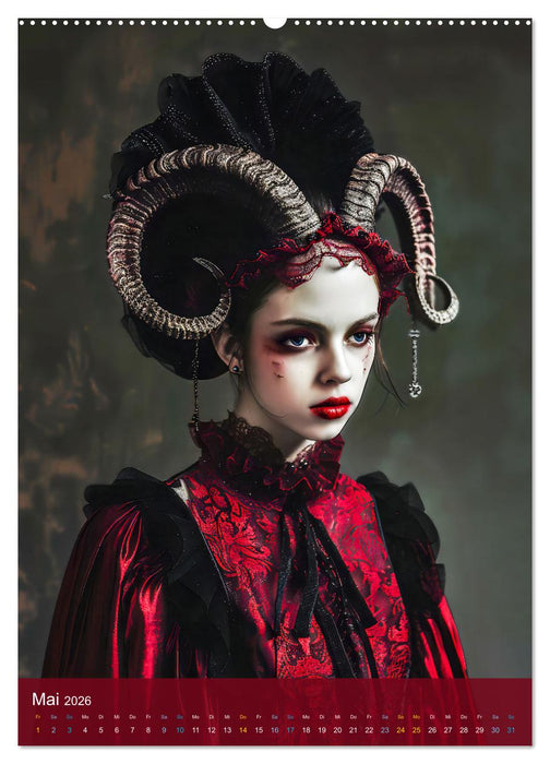 Teuflische Gothics - Gothic, Girls und Hörner (CALVENDO Wandkalender 2026)