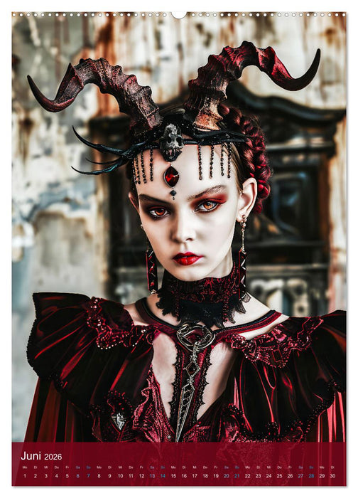 Teuflische Gothics - Gothic, Girls und Hörner (CALVENDO Wandkalender 2026)