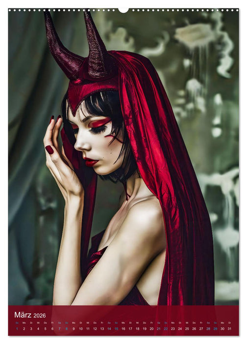 Teuflische Gothics - Gothic, Girls und Hörner (CALVENDO Premium Wandkalender 2026)