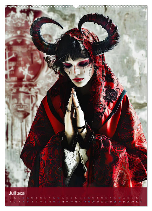 Teuflische Gothics - Gothic, Girls und Hörner (CALVENDO Premium Wandkalender 2026)