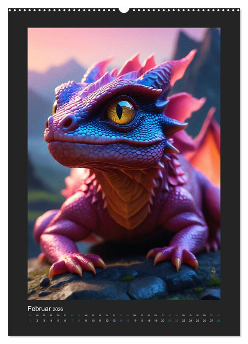 Verzauberte Drachen: Ein Jahr voll kleiner Wunder! (CALVENDO Wandkalender 2026)