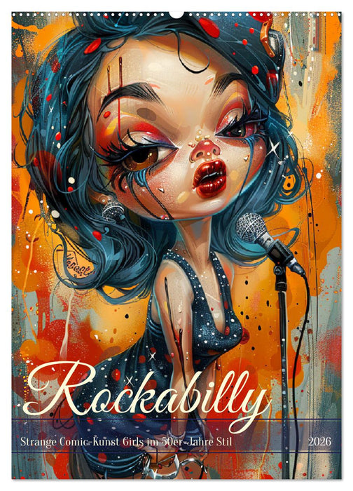 Rockabilly. Strange Comic-Kunst Girls im 50er-Jahre Stil (CALVENDO Wandkalender 2026)