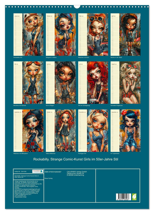 Rockabilly. Strange Comic-Kunst Girls im 50er-Jahre Stil (CALVENDO Wandkalender 2026)