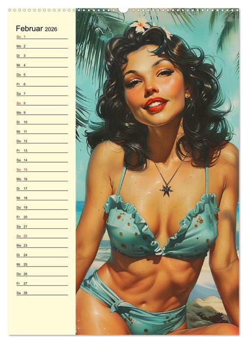 Pin-up-Girls. Sexappeal am Strand (CALVENDO Wandkalender 2026)