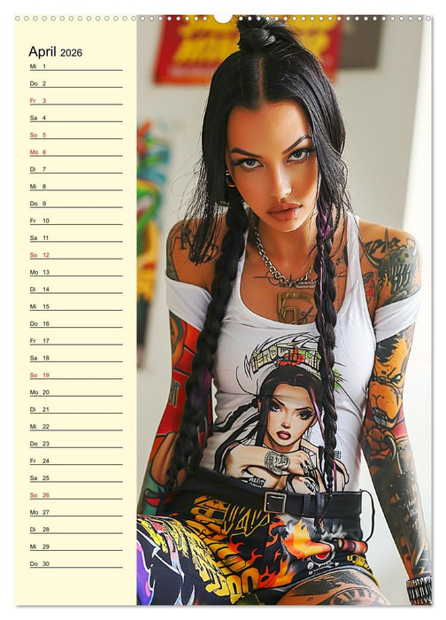 Coole Tatoo-Girls. Hübsch, modern und selbstbewusst (CALVENDO Premium Wandkalender 2026)