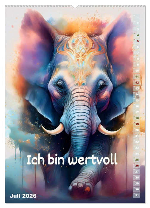 Ich bin stark - Ein tierischer Affirmationskalender (CALVENDO Premium Wandkalender 2026)