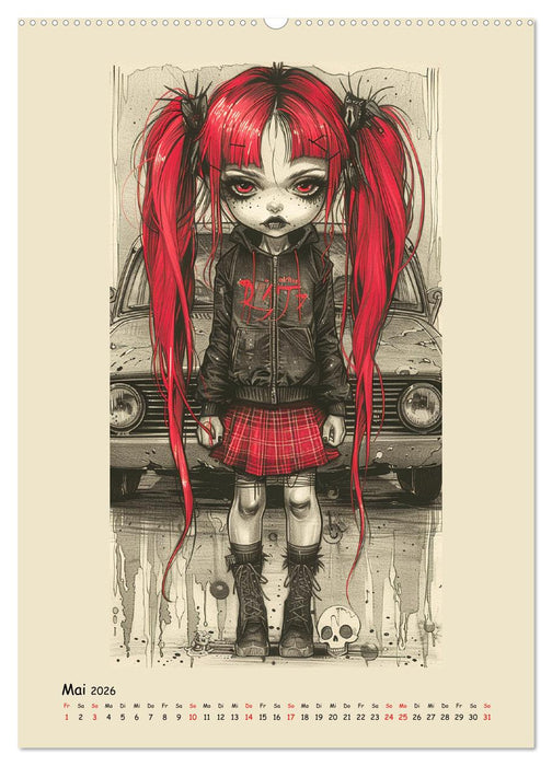 Gothic Punk Girls im künstlerischen Manga-Stil (CALVENDO Wandkalender 2026)